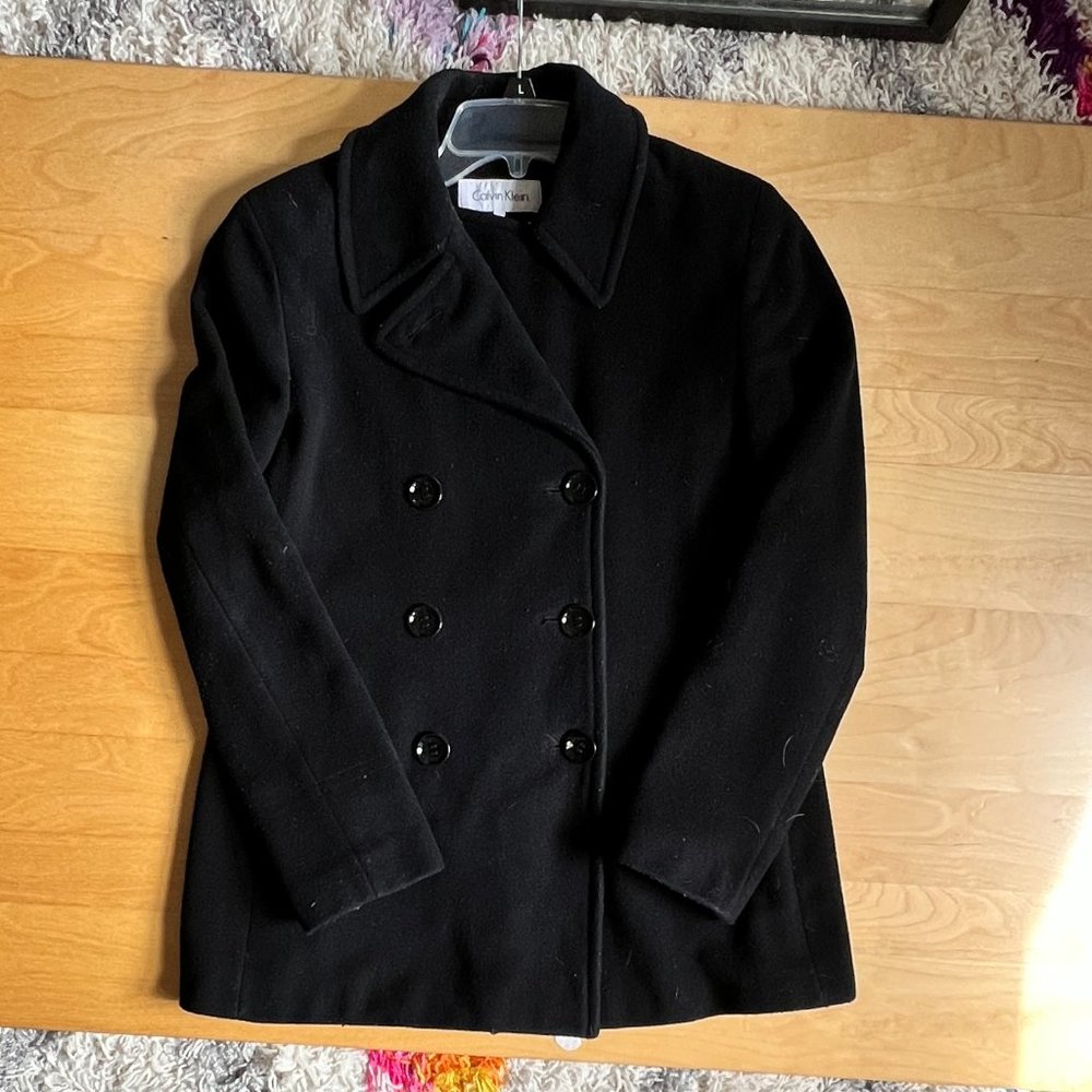 Calvin Klein Black Pea Coat Size 4